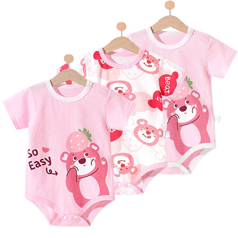 Bodysuit cộc tay cho bé trai bé gái sơ sinh mùa hè mỏng mát, họa tiết dễ thương