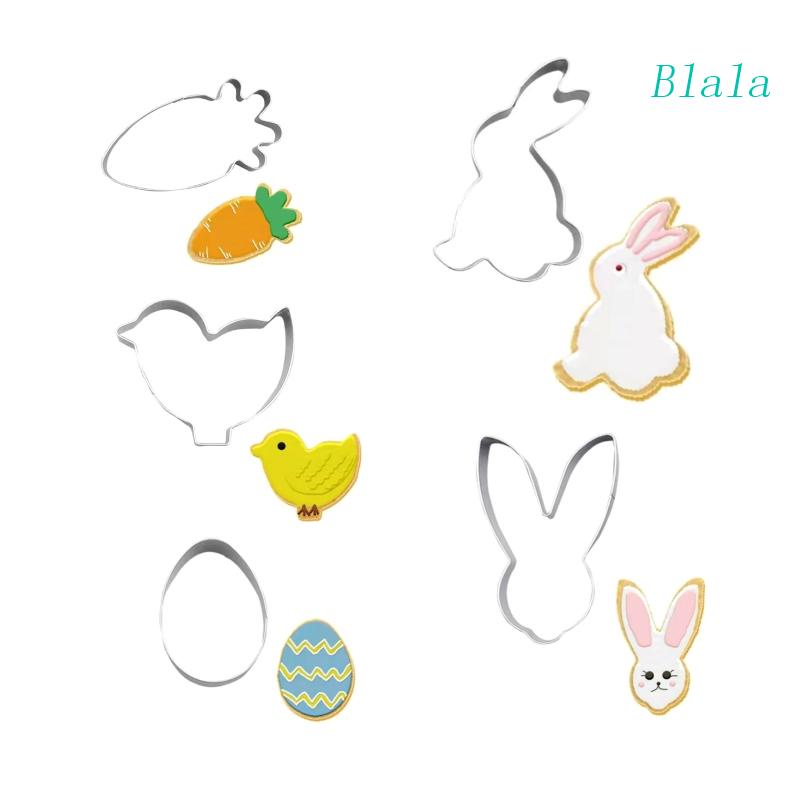 Bộ 5 Khuôn Cắt Bánh Quy Bằng Thép Không Gỉ Bền Bỉ Hình Thỏ Phục Sinh