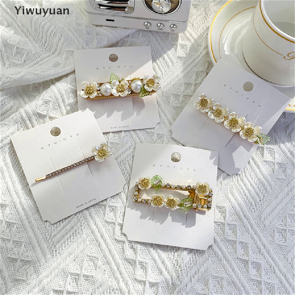 < Yiwuyuan > Kẹp Tóc Mỏ Vịt Đính Ngọc Trai Thời Trang Phong Cách Hàn Quốc