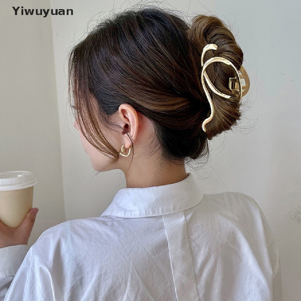 &lt; Yiwuyuan &gt; Kẹp Tóc Đuôi Ngựa Bằng Kim Loại Đơn Giản Phong Cách Punk Hàn Quốc Dành Cho Nữ
