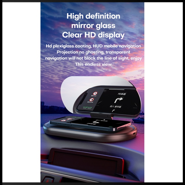 Giá Đỡ Điện Thoại Kiêm Sạc Không Dây Hít Nam Châm Màn Hình Hud Hd Cho Xe Hơi