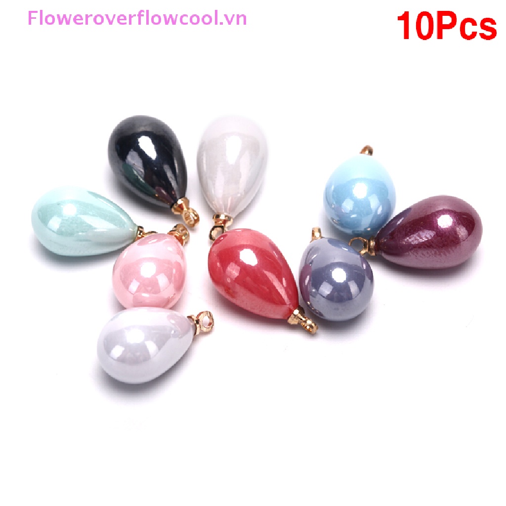 Set 10 Mặt Dây Chuyền Ngọc Trai Hình Giọt Nước Thời Trang
