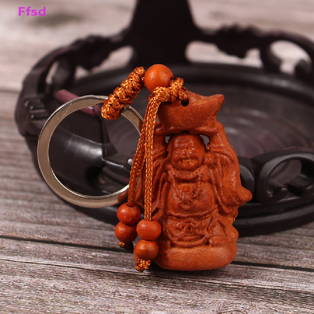 {Ffsd} Mahogany Móc Chìa Khóa Chạm Khắc Ba Chiều Giống Thật Làm Quà Tặng Trang Sức May Mắn Cho Xe Hơi