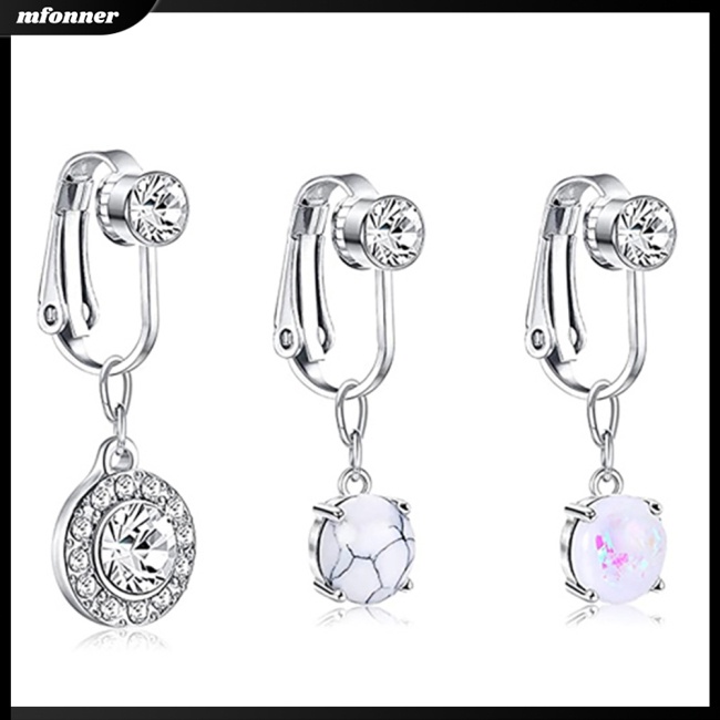 Khuyên Xỏ Rốn Không Cần Xỏ Lỗ Bằng Đá Zircon Giả Cho Nữ