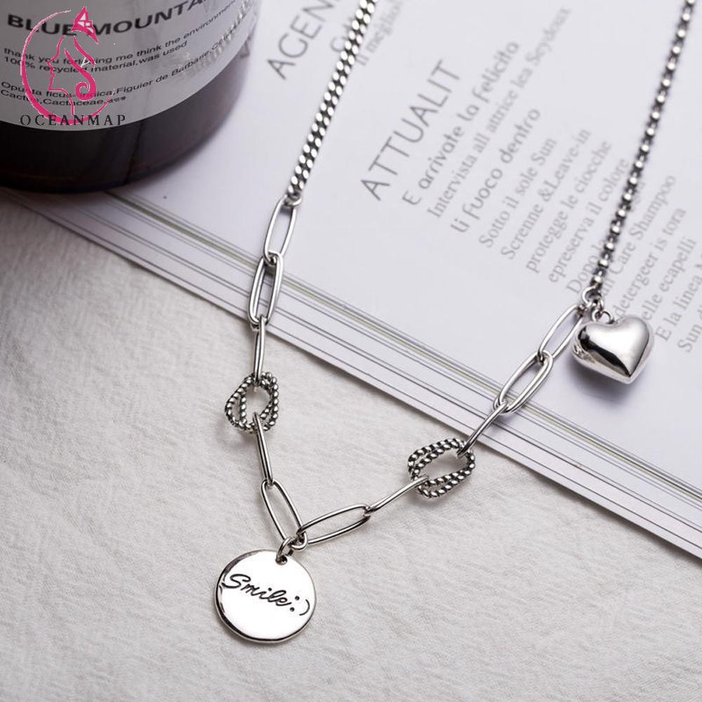vòng cổ Hợp Kim Mặt Hình Trái Tim Khắc Chữ S925 Thời Trang Cho Nữ