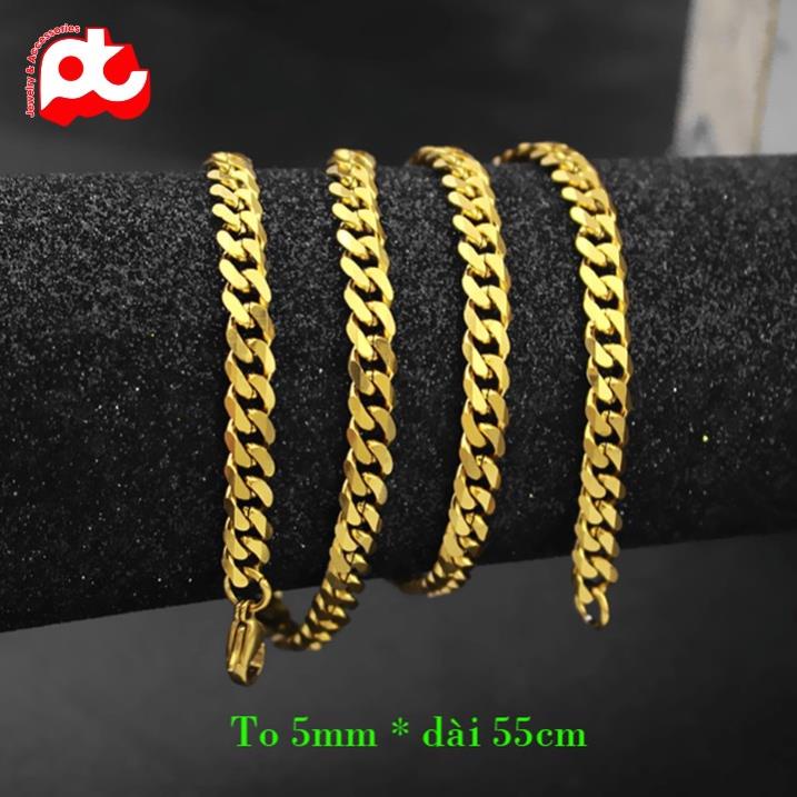 Dây chuyền nam cao cấp titan thời trang rẻ đẹp titan thép không gỉ lặc xéo ahihi.official kích cỡ 5mm mạ vàng PTDCNA176