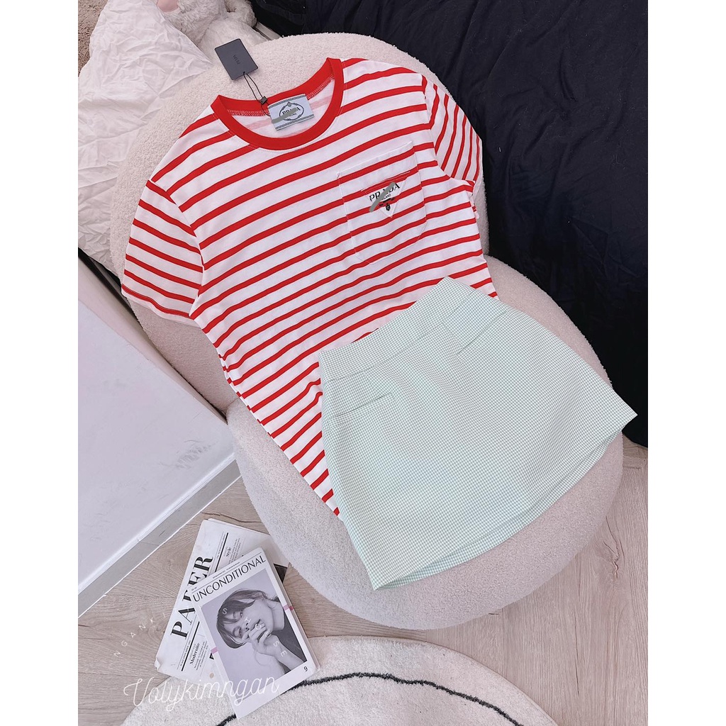 Áo pu.ll pra.da sọc túi