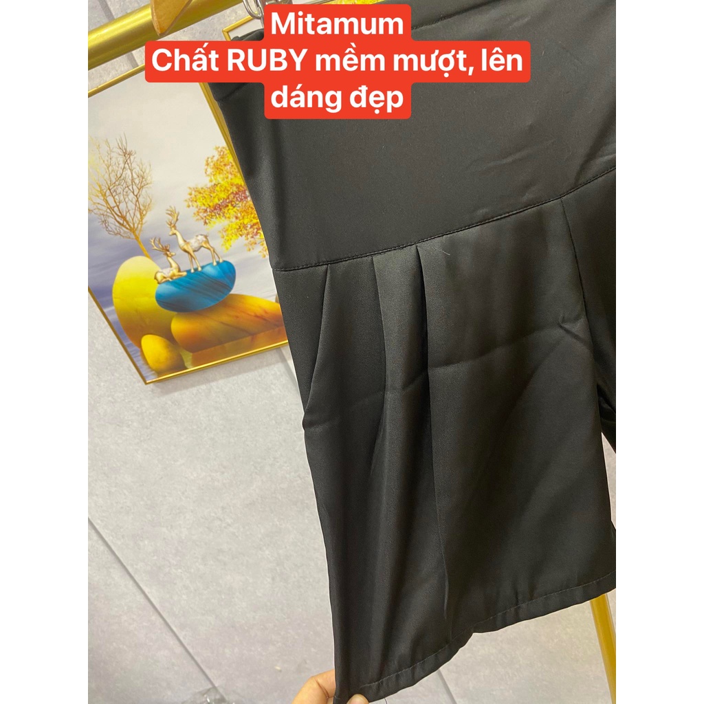 Quần ngố bầu chất RUBY mùa hè siêu mát có chun chỉnh bụng mặc nhà đi chơi ống xuông rộng thiết kế đẹp giá rẻ QB016