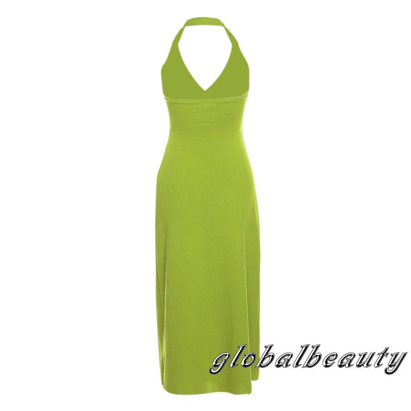 Đầm Midi Không Tay Cổ Chữ V Màu Sắc Thời Trang Mùa Hè Cho Nữ