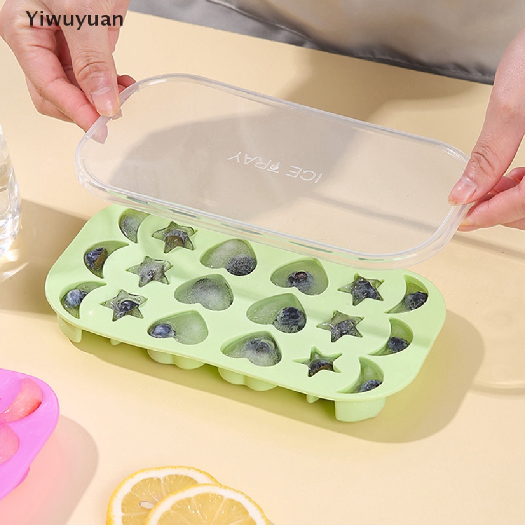 1 Khuôn Làm Đá Hình Trái Tim / Ngôi Sao / Mặt Trăng Có Nắp Đậy