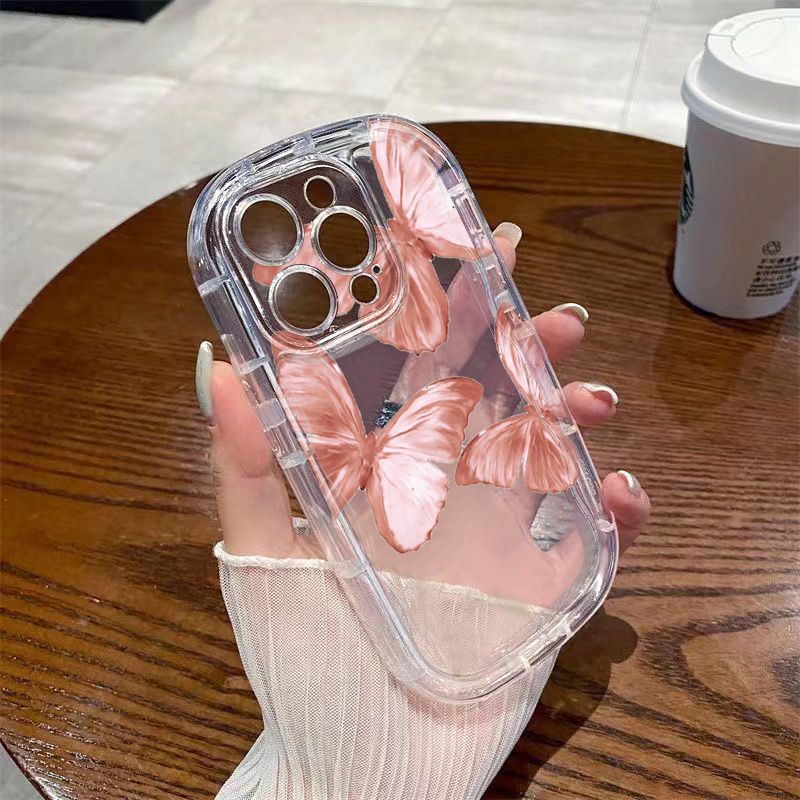 ✅Ốp Điện Thoại Mềm Trong Suốt Chống Sốc In Hình Bướm Hồng Cho Iphone 11 8P Xs13Iphone1412 / promax 7 xr