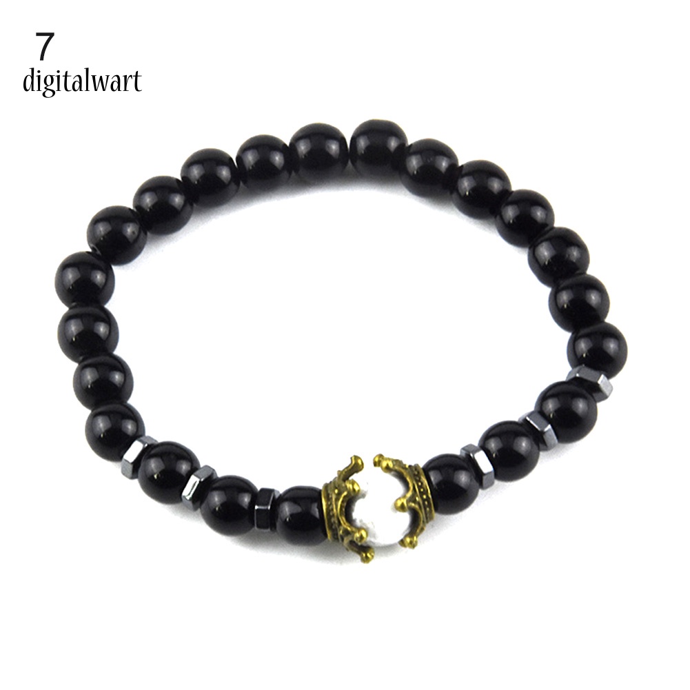 Kỹ Thuật Số| Vòng Tay Chuỗi Hạt Đá Tự Nhiên Hình Vương Miện Thời Trang Cho Nam