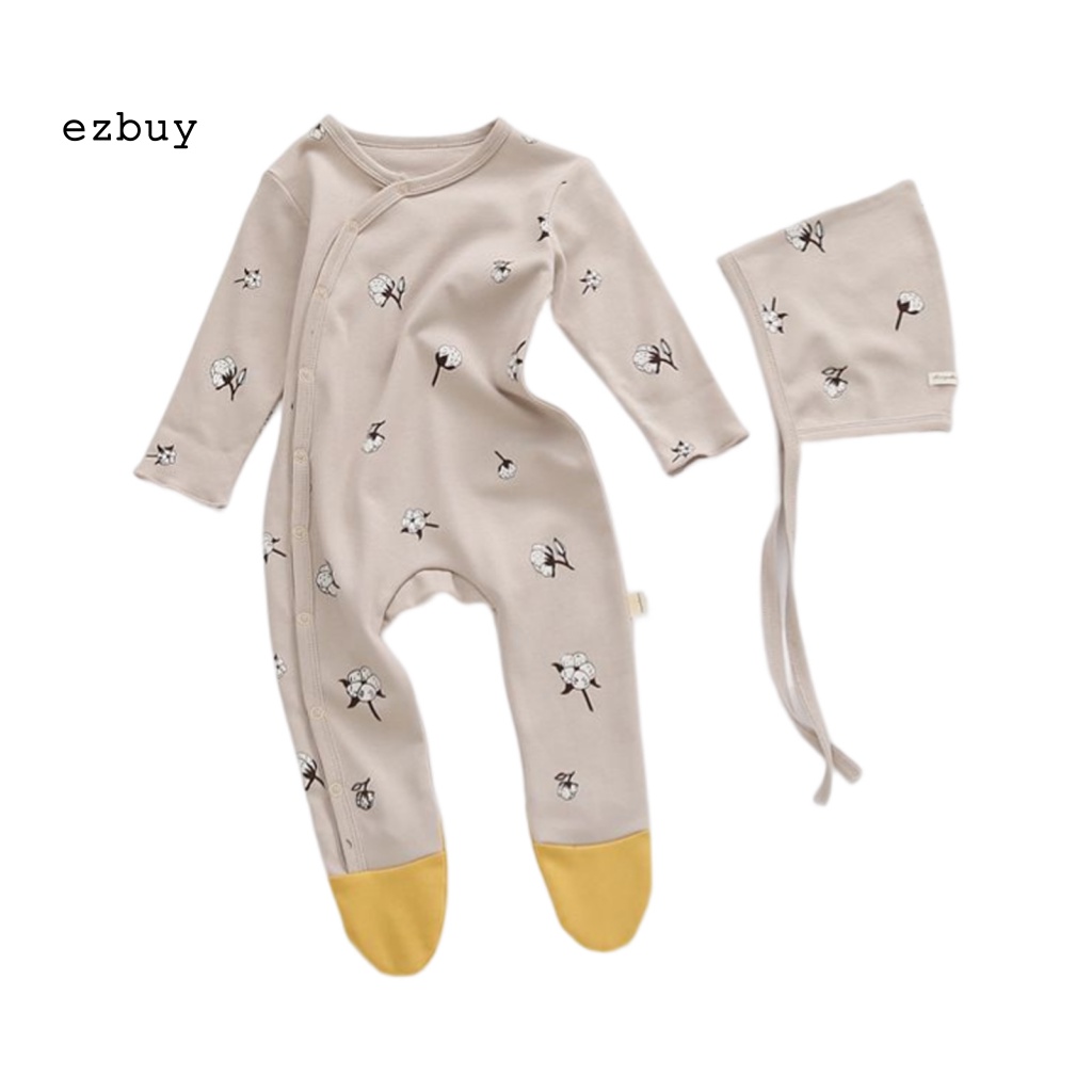 [EY] Áo Liền Quần Bằng Cotton Thiết Kế Hở Toàn Diện Chống Phai Màu In Họa Tiết Cây Cối / Mặt