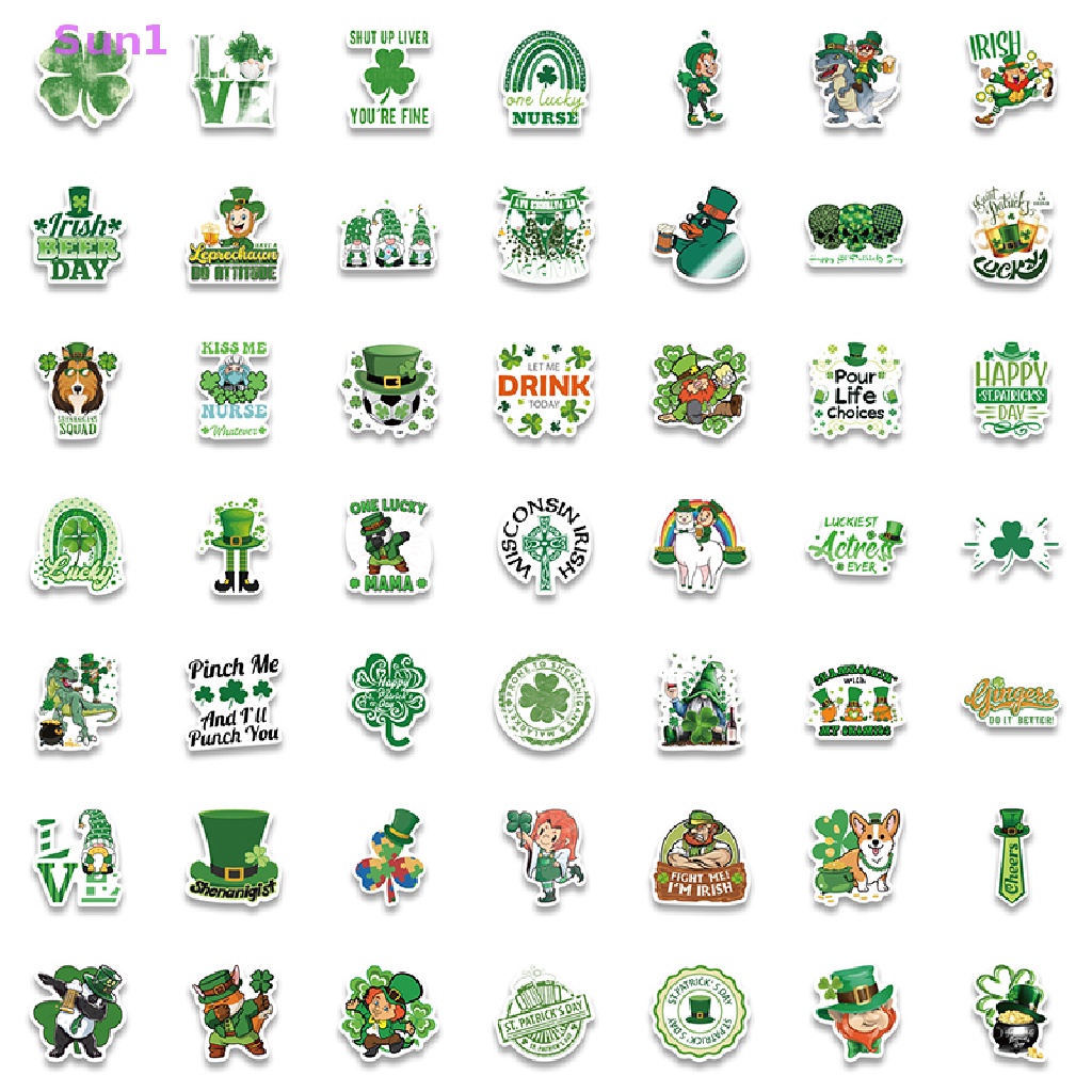 Set 1: 100 Sticker Chống Thấm Nước Dán Trang Trí Lễ Hội Irish Carnival St Patrick
