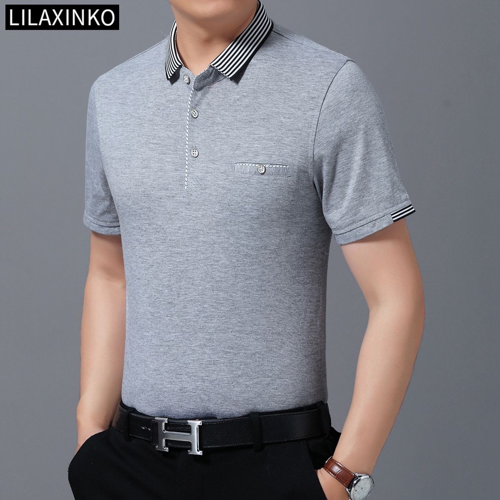 Áo Thun Polo Cotton Tay Ngắn Có Túi 3 Màu Trơn Đơn Giản Thời Trang Dành Cho Nam