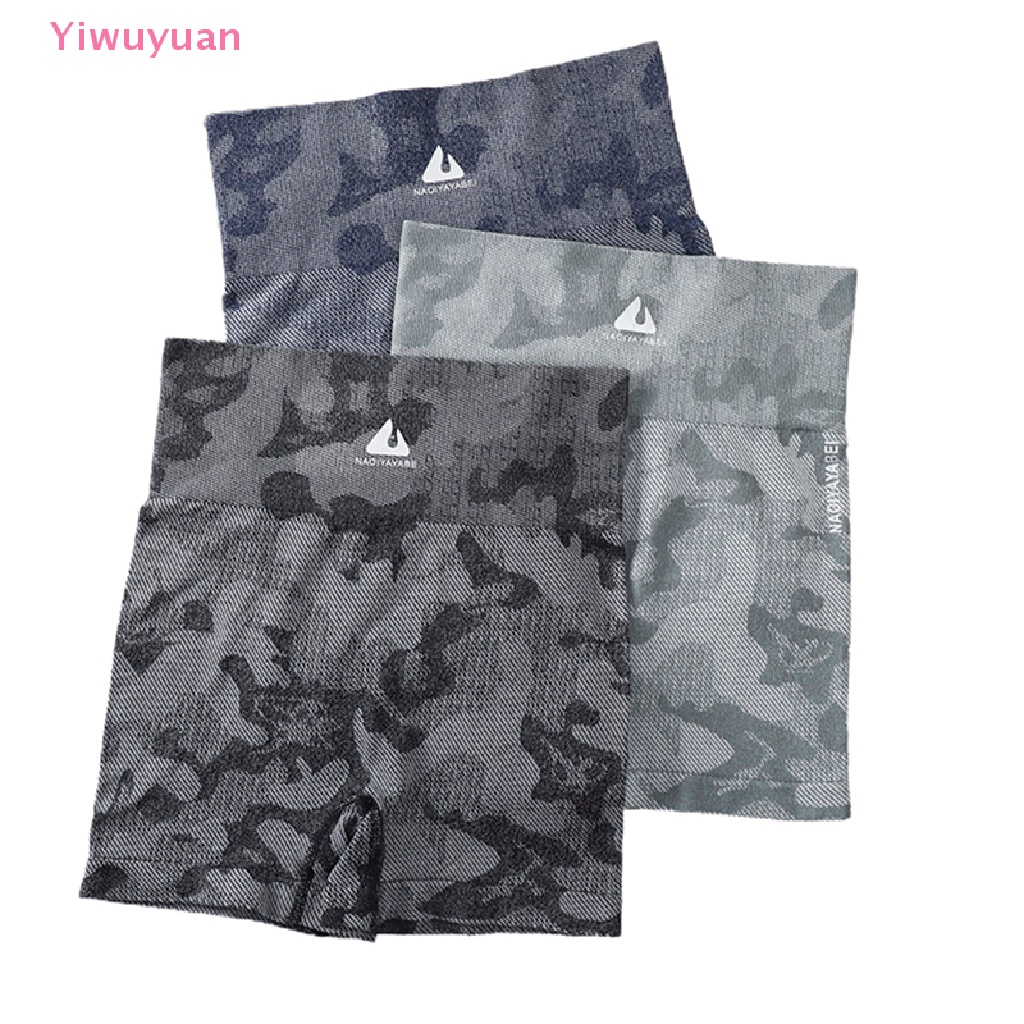 < Yiwuyuan > Quần Short Tập Yoga Lưng Cao Không Đường May Họa Tiết Rằn Ri Mới