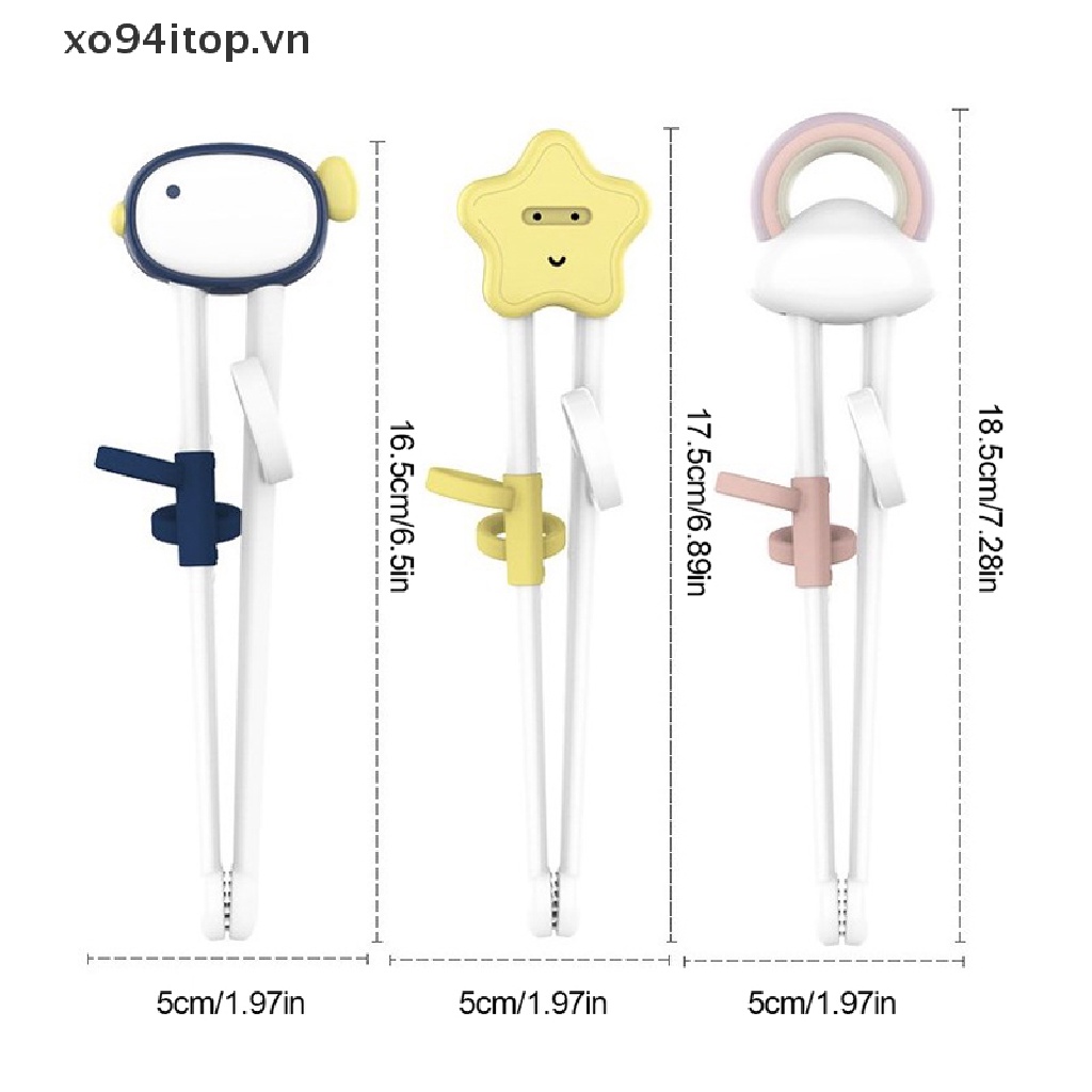 1 Cặp Đũa Tập Ăn Có Thể Tái Sử Dụng Kèm Vòng Silicon Cho Bé