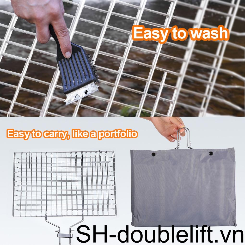 Vỉ Nướng BBQ Có Tay Cầm Có Thể Gấp Gọn Kèm Cọ Tiện Dụng