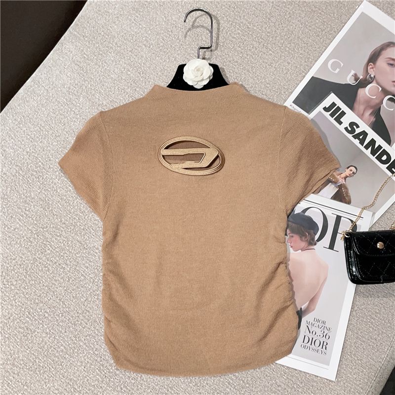 Áo Sweater Tay Ngắn Thêu Logo Thời Trang Mùa Hè 2023 Mới
