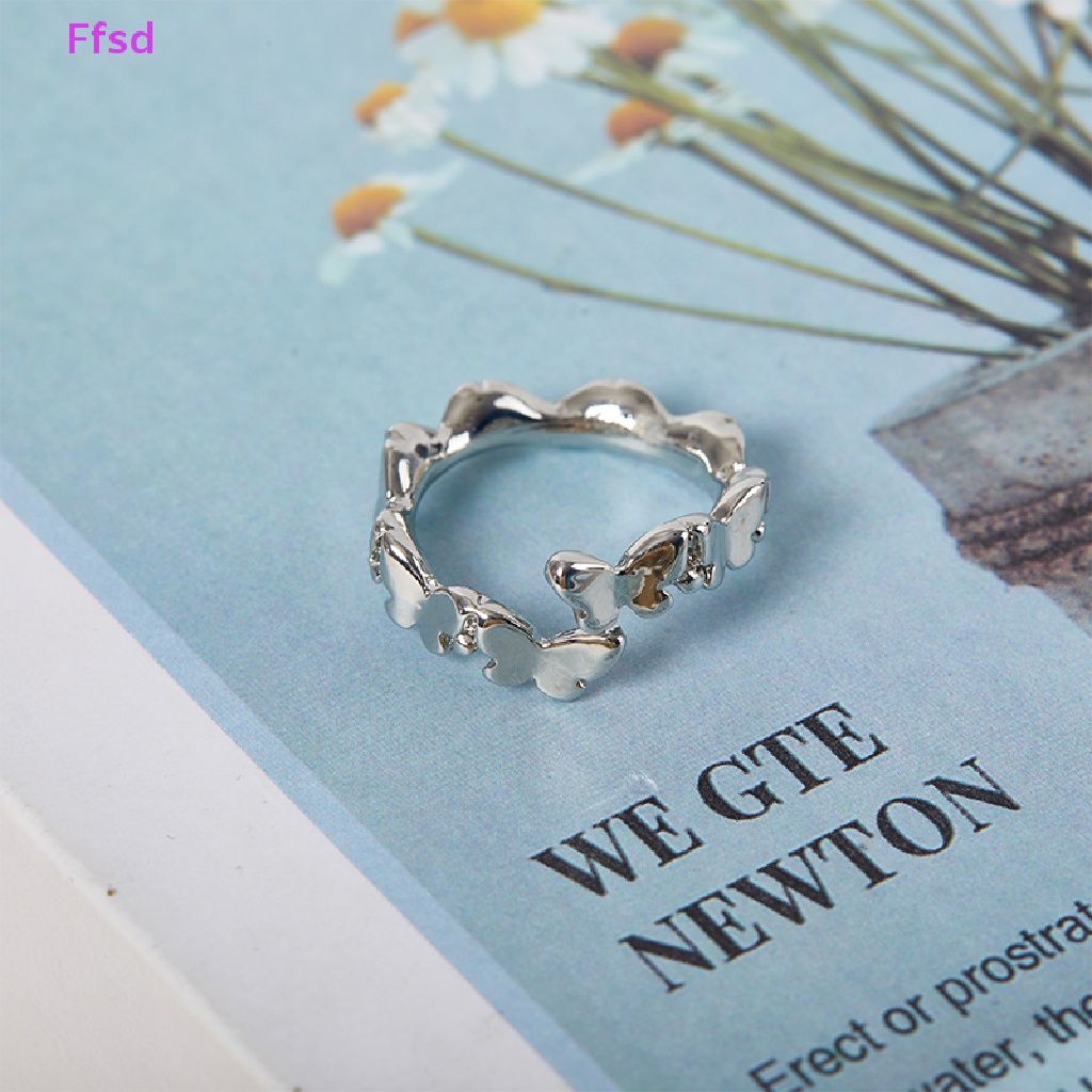 {Ffsd} Nhẫn Hình Bướm Màu Bạc Điều Chỉnh Được Thiết Kế Sáng Tạo Thời Trang Dành Cho Nam Và Nữ Làm Quà Tặng Trang Sức *