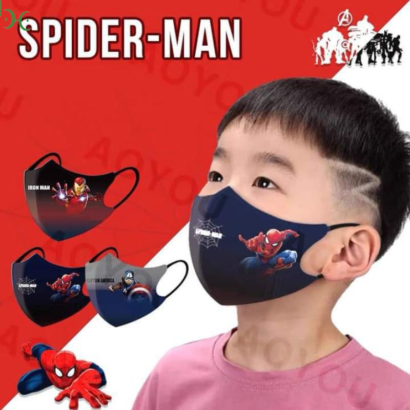 【Hàng Giao Ngay】 Mặt Nạ Đội Trưởng Mỹ Hoạt Hình 3d Mặt Nạ Dùng Một Lần Thoáng Khí Bảo Vệ Người Nhện Học Sinh