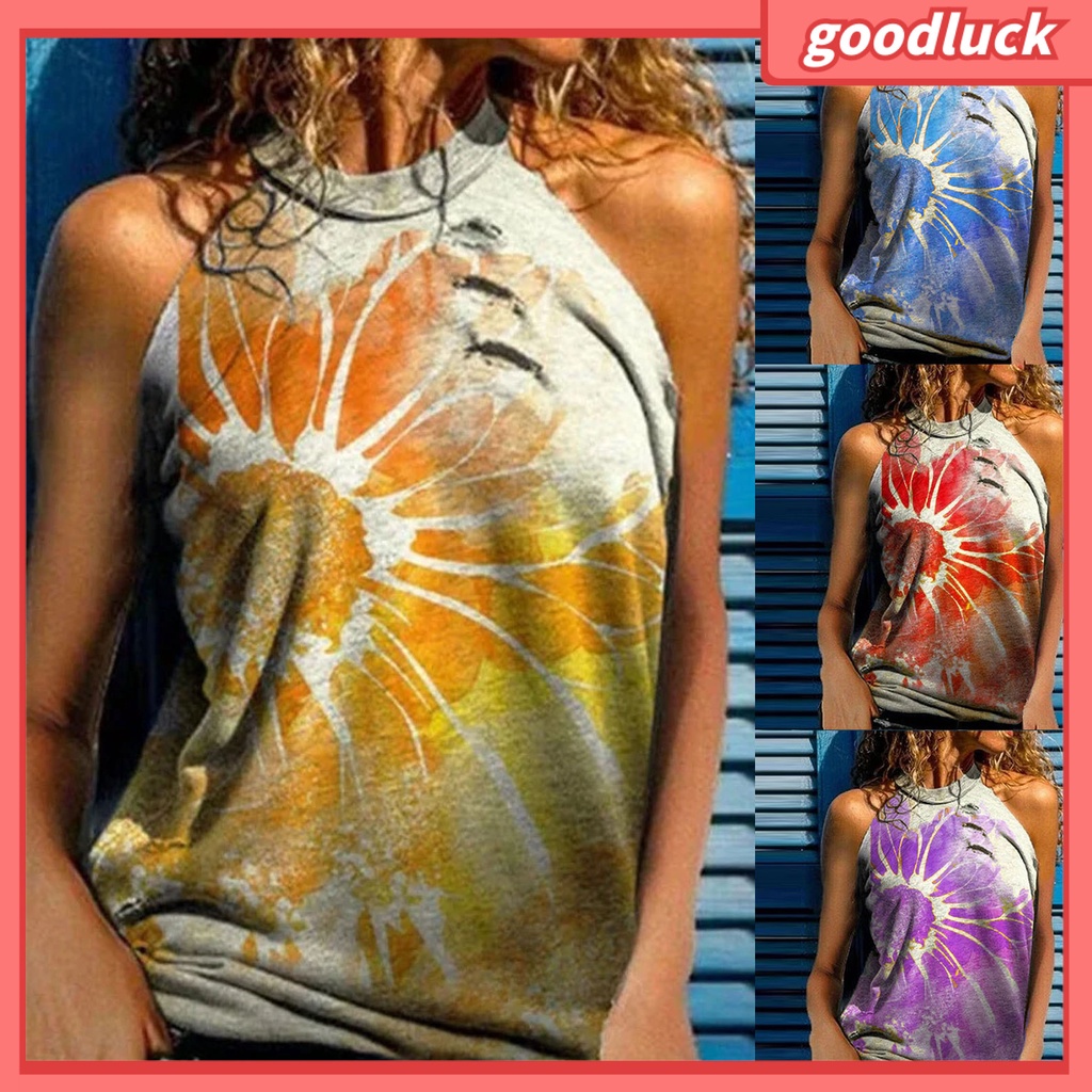 Áo Thun Sát Nách Dáng Rộng In Họa Tiết Hoa Thời Trang Mùa Hè Cho Nữ