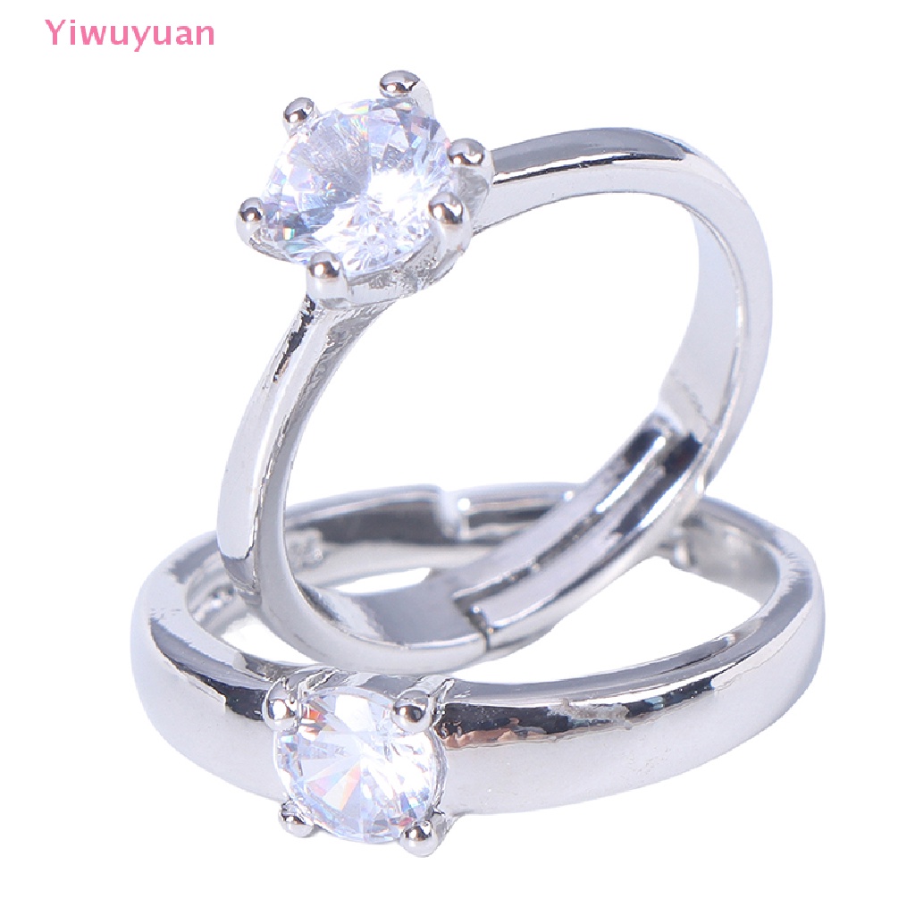 1 Cặp Nhẫn Đính Hôn Đính Đá Cổ Điển Có Thể Điều Chỉnh Kích Cỡ Mới