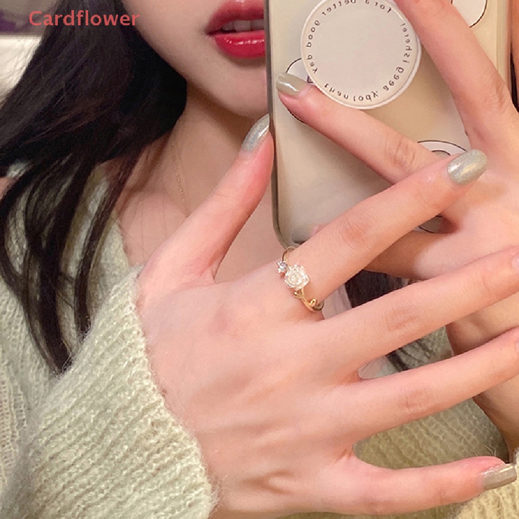 < Cardflower > Nhẫn Hở Hình Hoa Trà Dễ Thương Nhẹ Nhàng Và Xinh Xắn Có Thể Điều Chỉnh Làm Quà Tặng Thời Trang Cho Bạn Gái