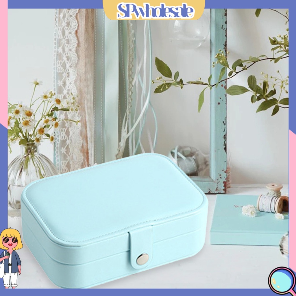 <SPwholesale> Hộp Đựng Bông Tai Hai Lớp Giả Da Chống Thấm Nước Mini Đơn Giản Cao Cấp Trưng Bày Trang Sức Cho Nữ