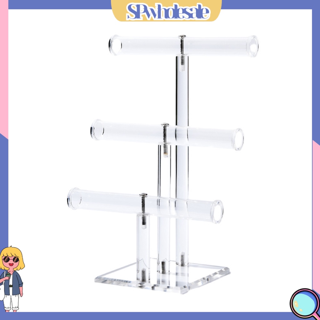 <SPwholesale> Giá Đỡ Trưng Bày Trang Sức / Đồng Hồ / Băng Đô Chữ T Bằng Acrylic Ổn Định Tiết Kiệm Không Gian