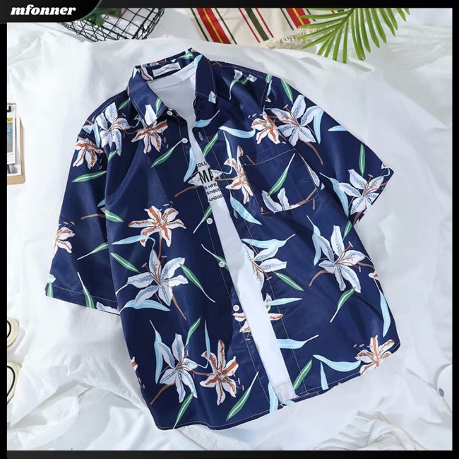 Áo Sơ Mi Nam Tay Ngắn Dáng Rộng Phong Cách Bãi Biển Hawaii Thời Trang Mùa Hè