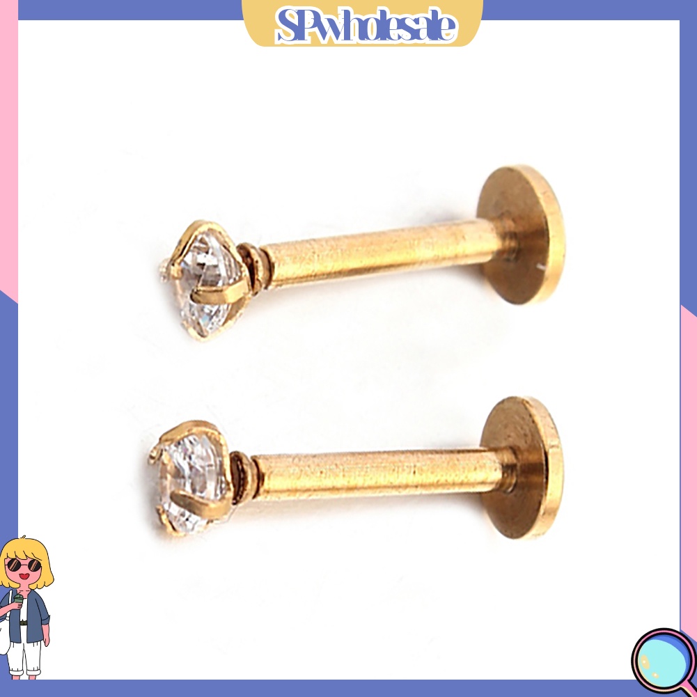 &lt;SPwholesale&gt; 2 Khuyên Xỏ Cơ Thể Đính Đá Thời Trang Cá Tính