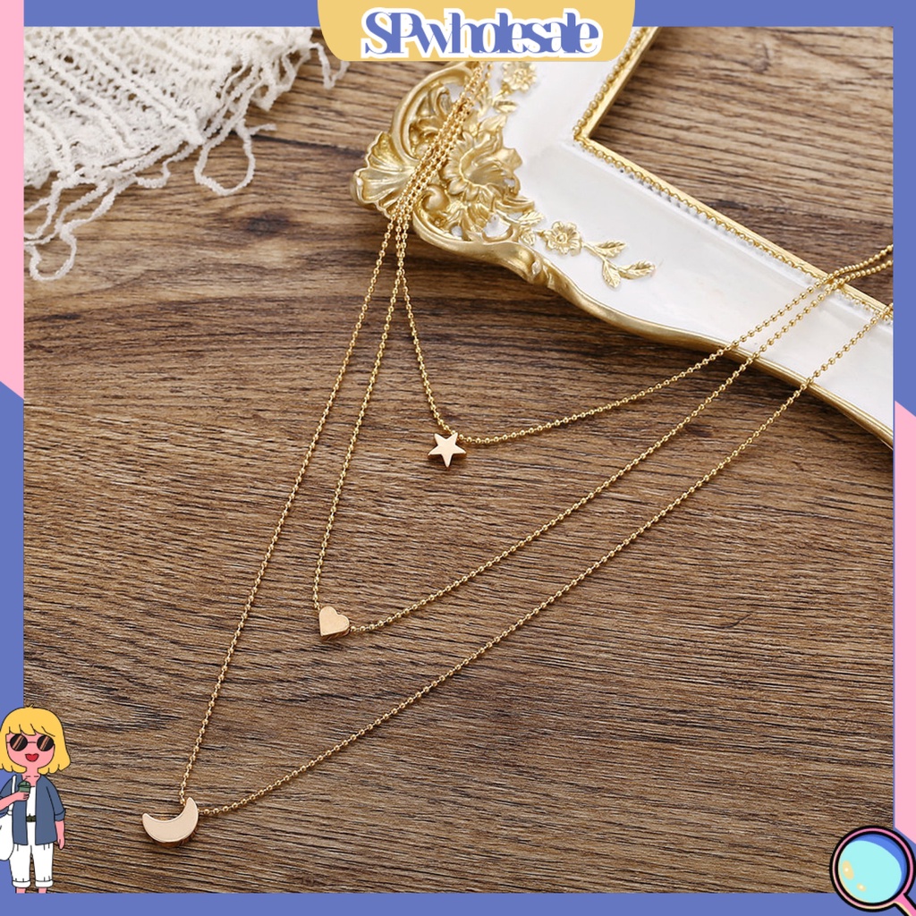 &lt;SPwholesale&gt; Vòng cổ Nhiều Lớp Hình Ngôi Sao Bằng Thép Không Gỉ Thời Trang Cho Nữ