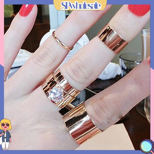 <SPwholesale> Bộ 4 Nhẫn Đeo Đốt Ngón Tay Thời Trang Cho Nam Và Nữ