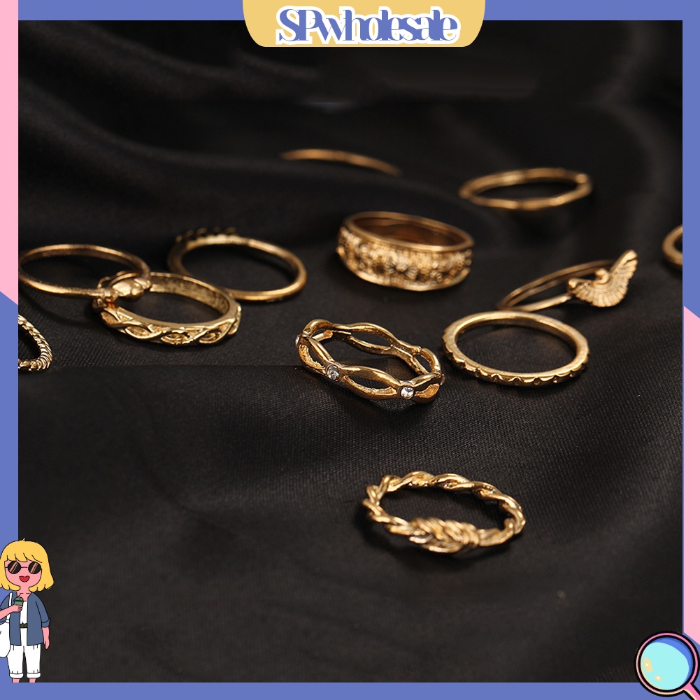 <SPwholesale> Set 12 Nhẫn Đeo Khớp Ngón Tay Phong Cách Retro