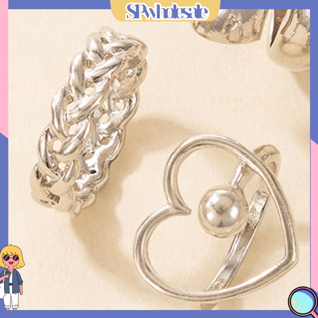 <SPwholesale> Set 4 Nhẫn Đeo Khớp Ngón Tay Kim Loại Thời Trang Nữ