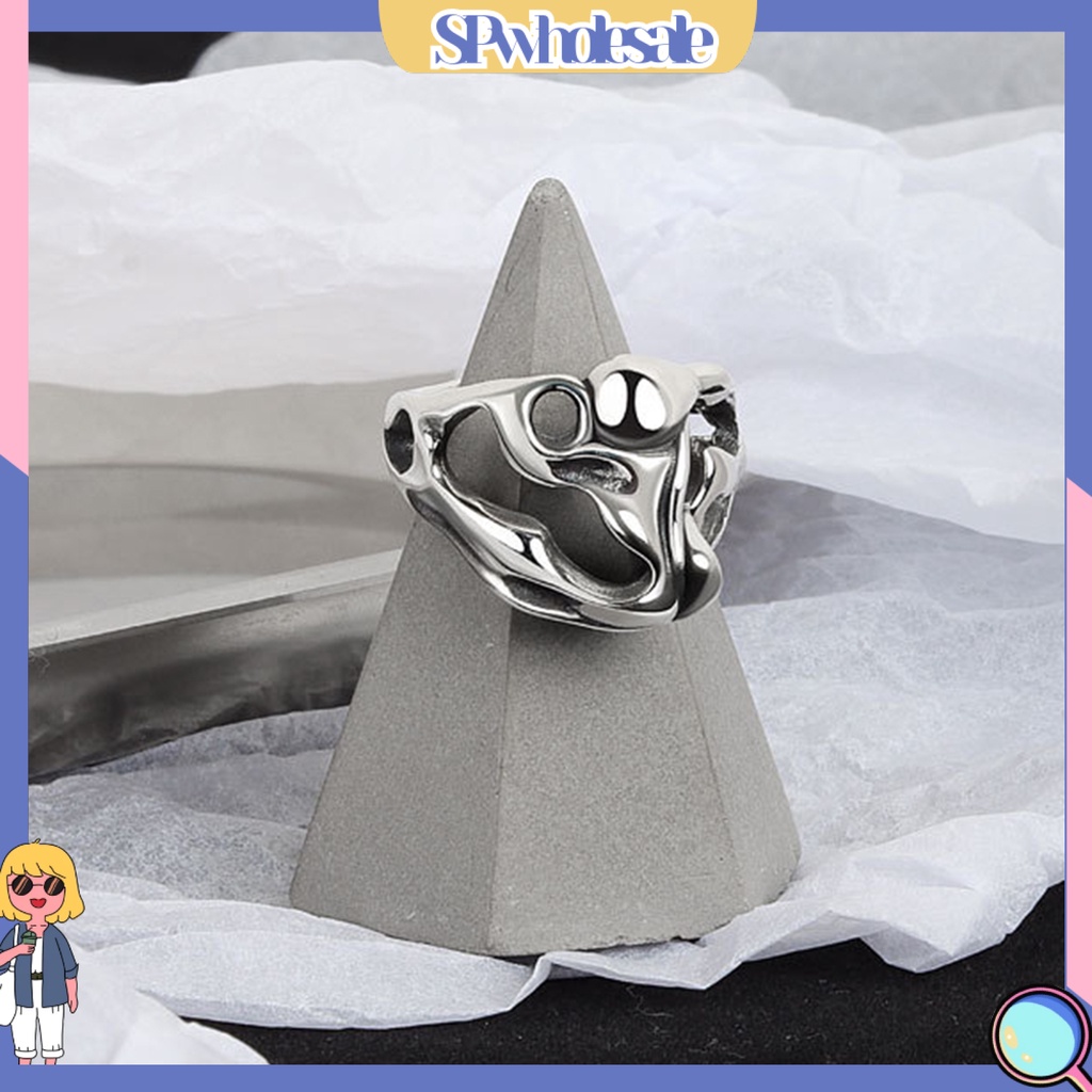 <SPwholesale> Nhẫn Hở Mạ Điện Bóng Cao Màu Trơn Kiểu Retro Tối Giản Có Thể Điều Chỉnh Trang Sức Cho Nữ