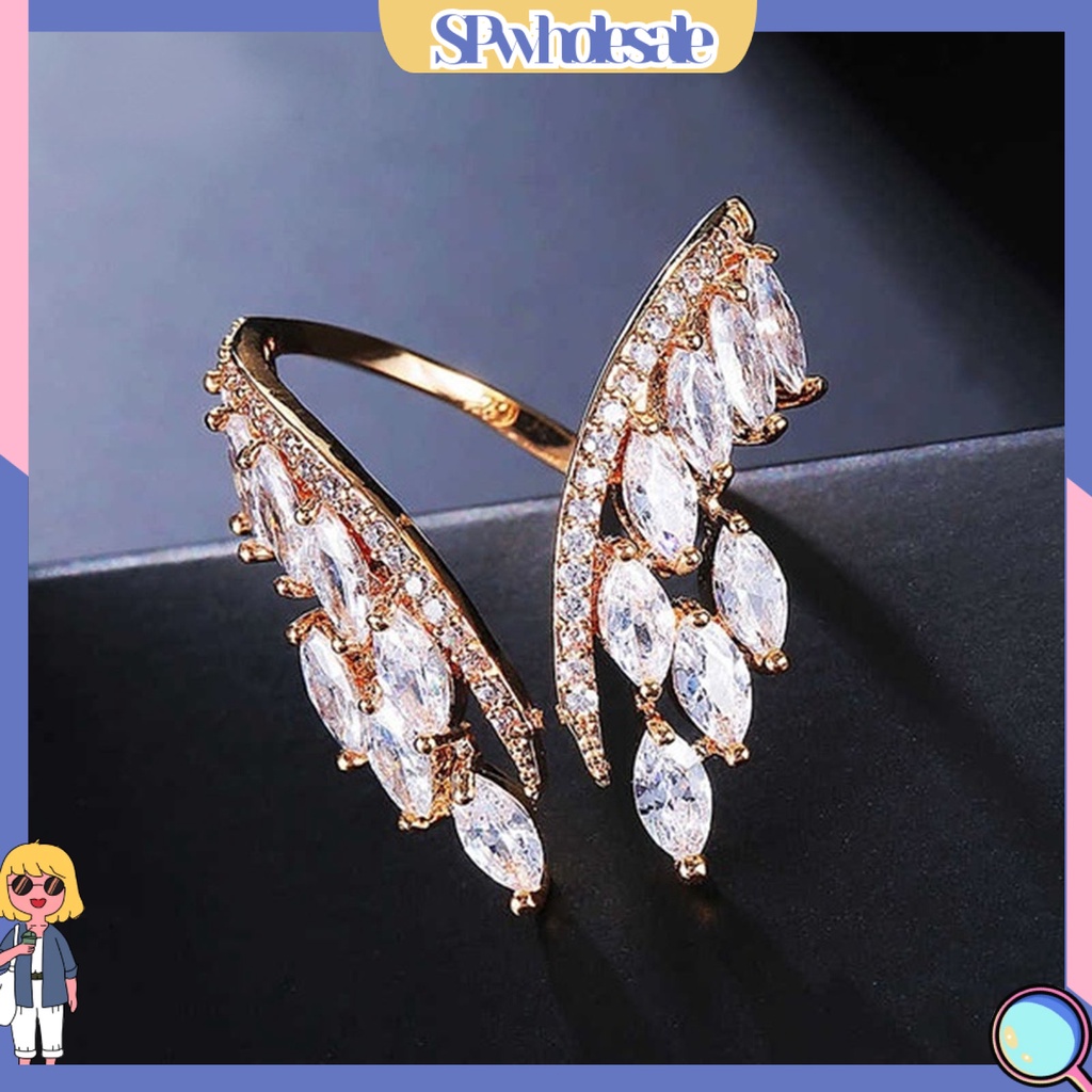 <SPwholesale> Nhẫn Dạng Hở Hình Cánh Lấp Lánh Sáng Bóng Dành Cho Nữ Đính Hôn