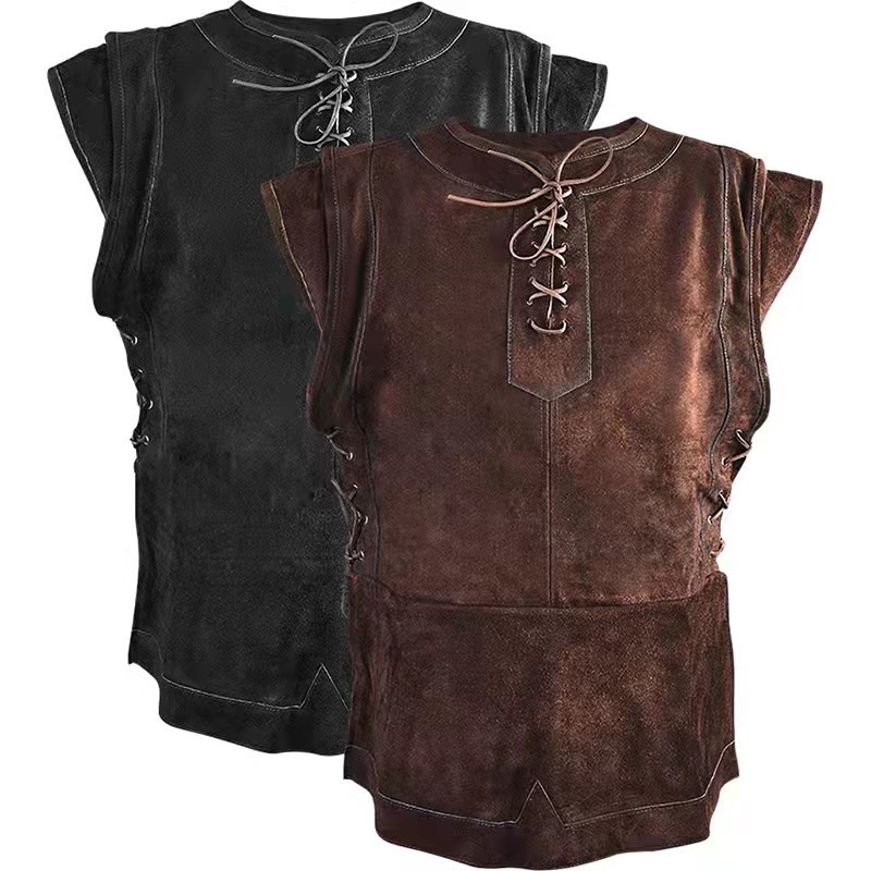 Áo Vest Hóa Trang Thành Nhân Vật Vikings Bằng Da Lộn Cho Nam