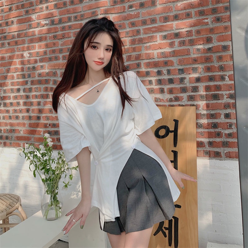 Áo Sơ Mi Ngắn Tay Dáng Rộng Thời Trang Mùa Hè Hàn Quốc Dành Cho Nữ