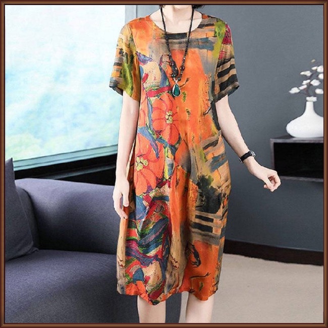 Đầm Tay Ngắn Dáng Rộng Thời Trang Mùa Hè Cho Nữ