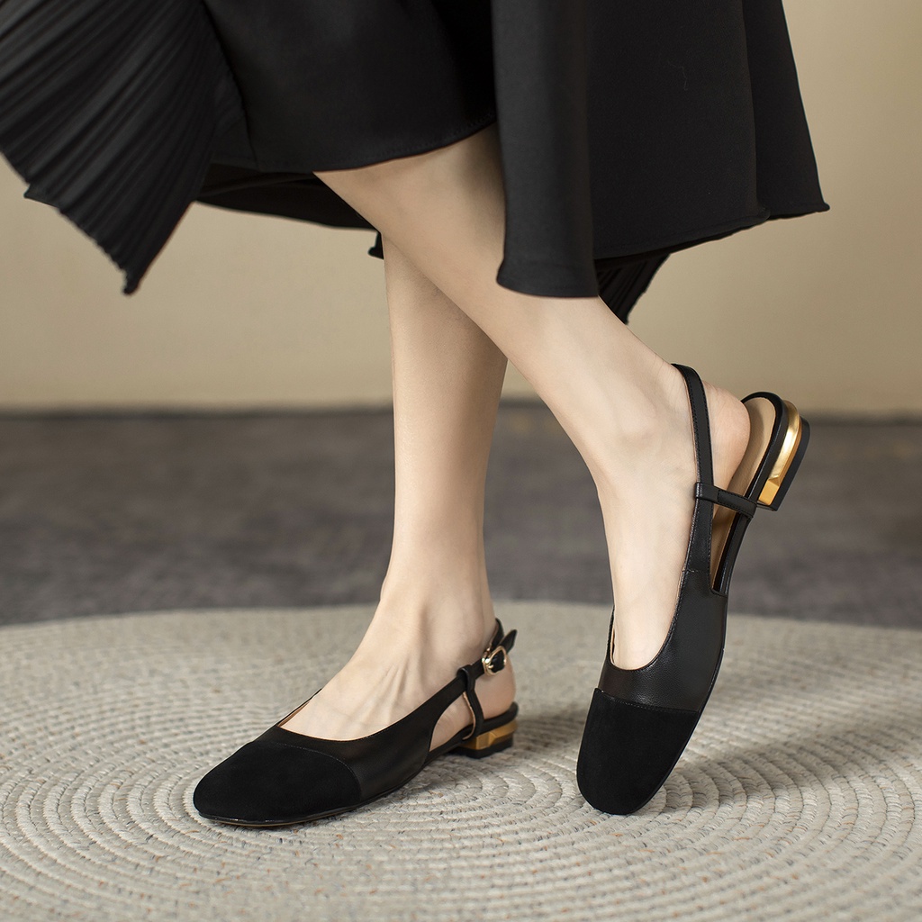 Giày Sandal Mũi Tròn Đế Bằng Size 34-40 Thời Trang Cho Nữ làm việc 2023