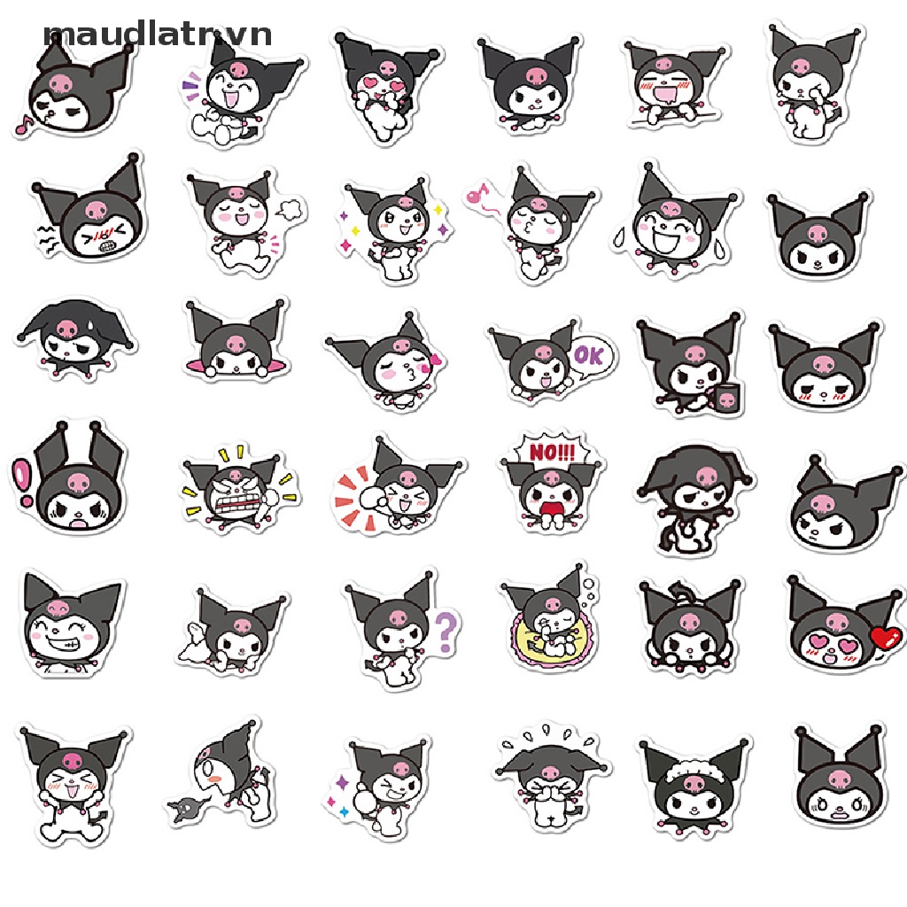 Set 100 Miếng Dán Anime kuromi Chống Nước Trang Trí Ván Trượt / Guitar / Laptop