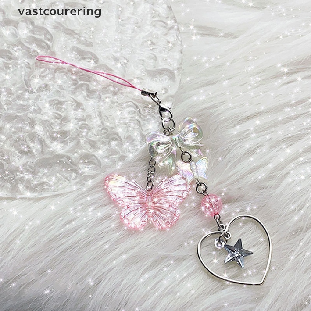 Vast New Pink Y2K Móc Chìa Khóa / Túi Xách / Điện Thoại Hình Nơ Chữ Ch Làm Thủ Công DIY