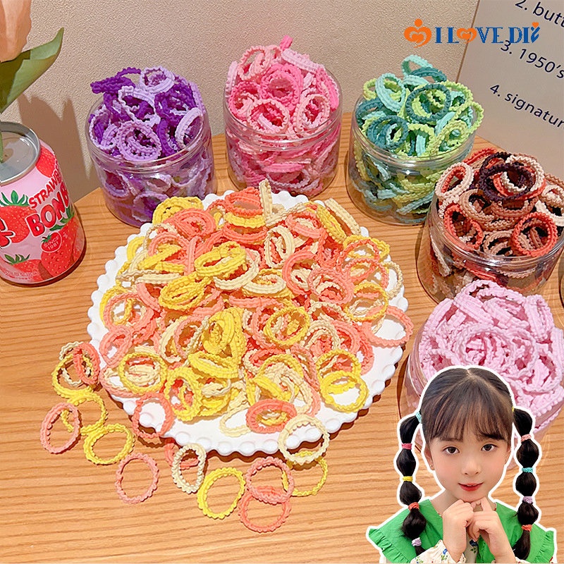 Bộ 50 Dây Buộc Tóc Cao Su Co Giãn Xếp Ly Đơn Giản Nhiều Màu Sắc Ngọt Ngào Cho Nữ / Người Lớn