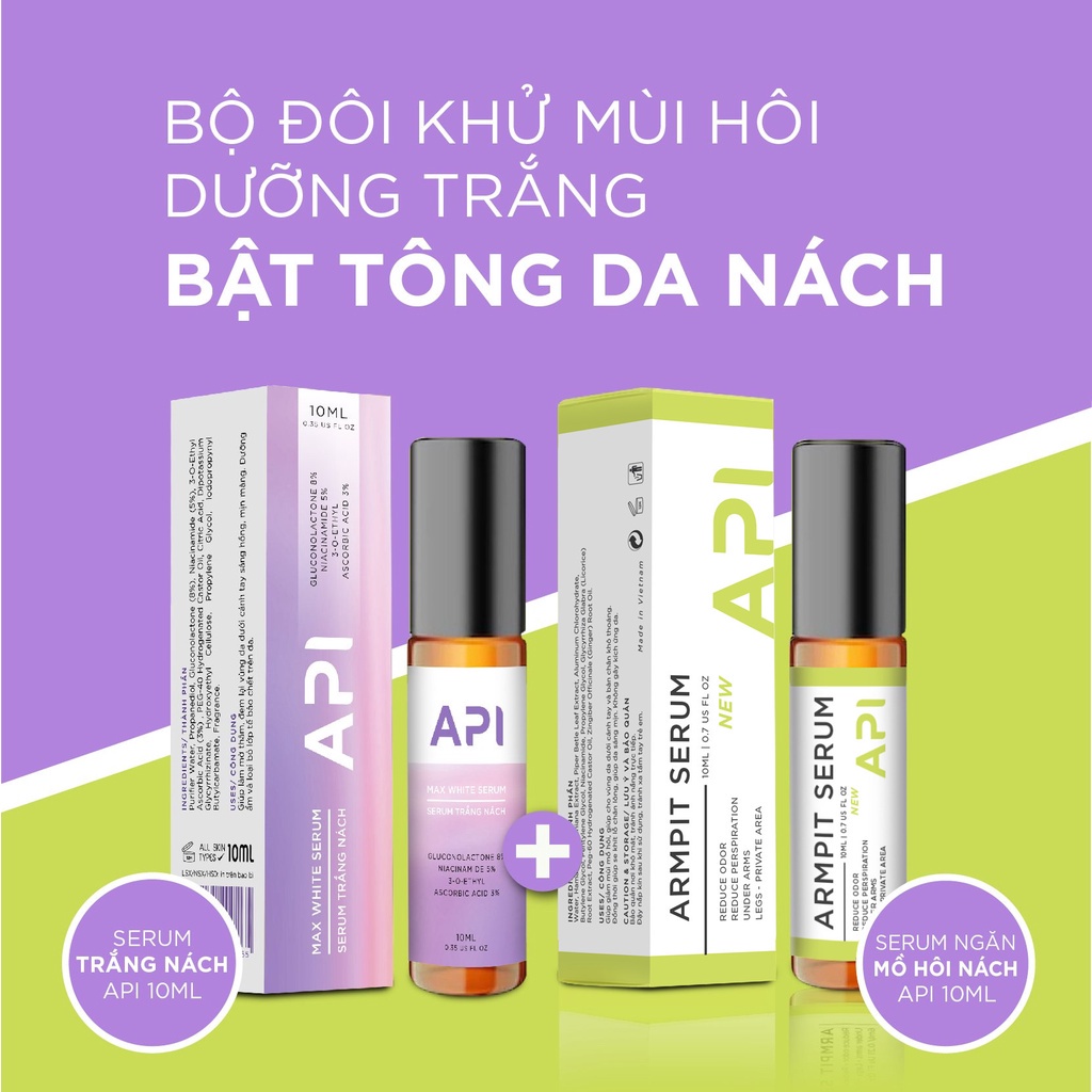 Combo Serum lăn khử mùi hôi nách API 10ml