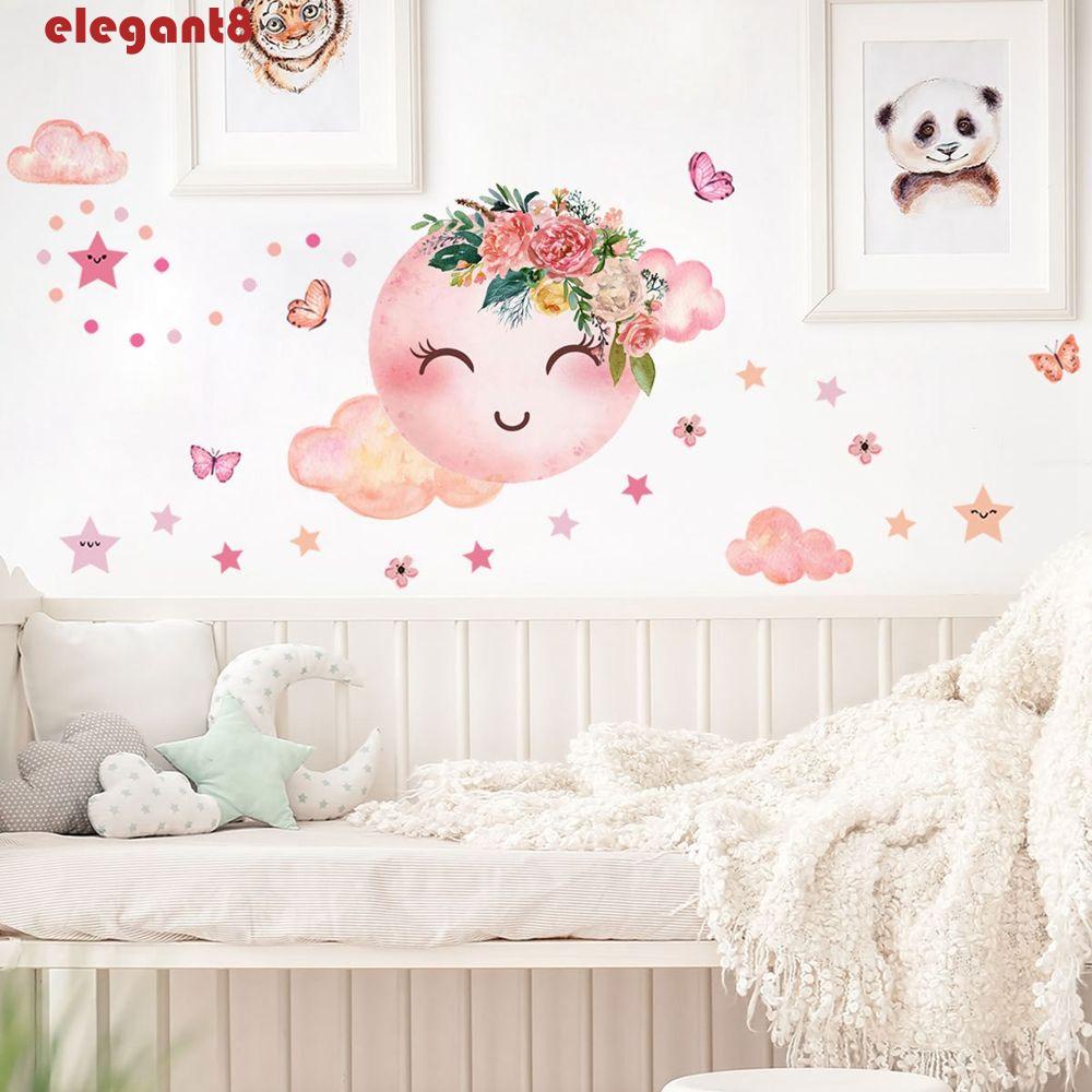 Miếng Dán Tường Trang Trí Hình Trăng Sao Nhiều Màu Sắc