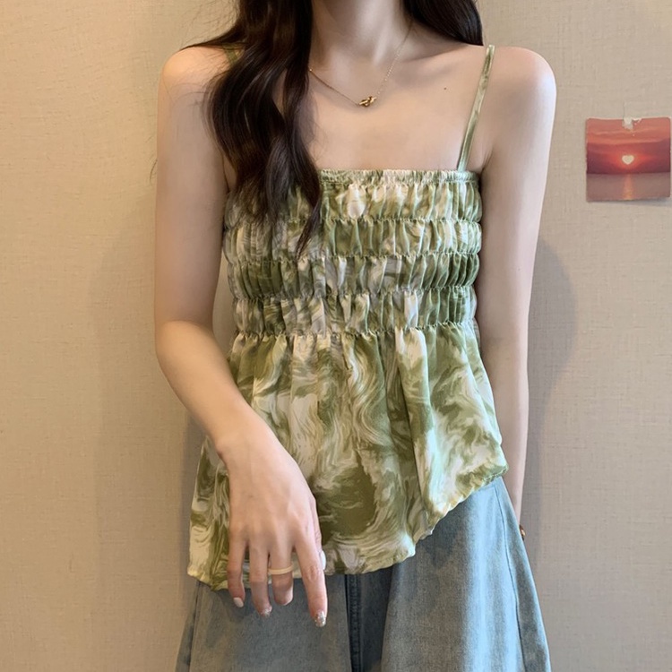 Jiashucheng Áo Hai Dây Nhuộm Màu Phong Cách Pháp Thời Trang Xuân Thu Cho Nữ