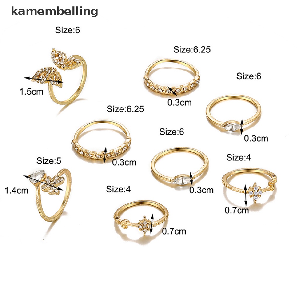 Set 8 Nhẫn Đeo Khớp Ngón Tay Phong Cách Bohemian Màu Sắc Thời Trang Cho Nữ