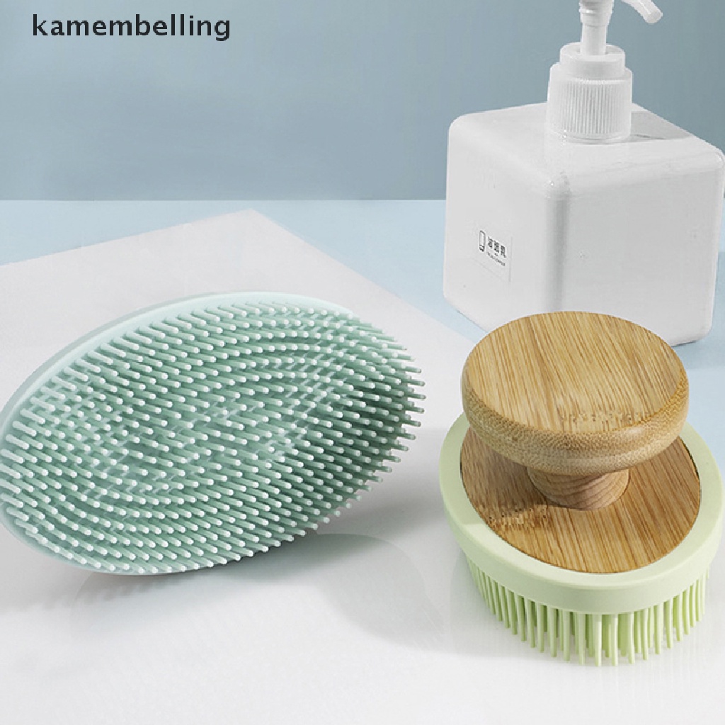 Kamembelling Bàn Chải Silicon Với Tay Cầm Bằng Tre Mềm Mại Tiện Dụng Khi Tắm